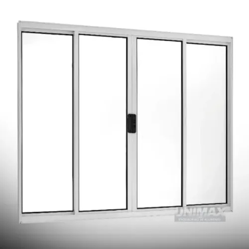 Janela de Alumínio Brilhante 4 Folhas com Vidro Liso 100X120CM