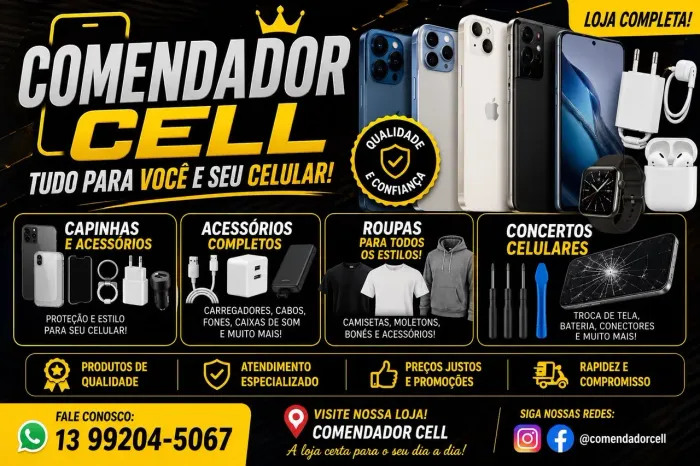 COMENDADOR CELL acessórios técnico de celular e consertos