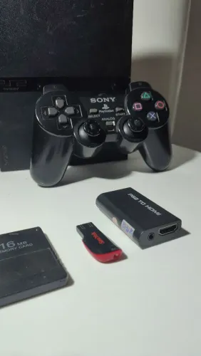 PS2 completo com jogosp - 2 controles originais