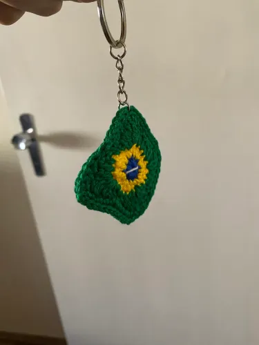 Chaveiro de crochê bandeira do Brasil