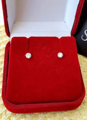 Brinco Zircônia mini, Ouro 18k