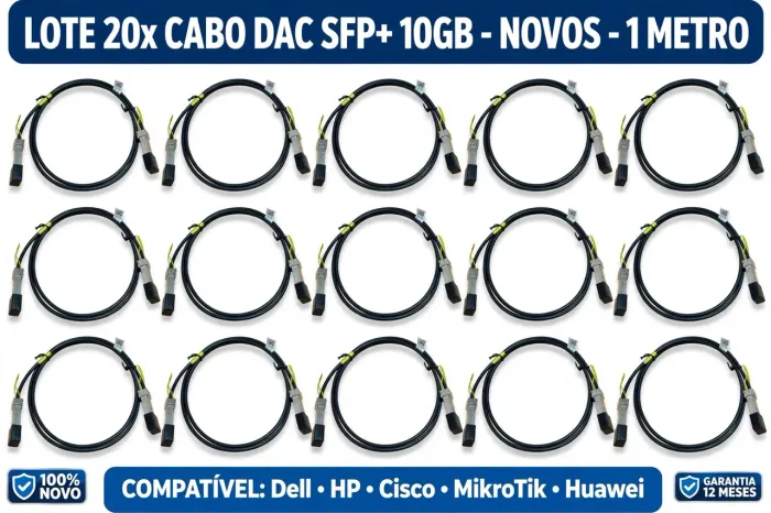Lote com 20 cabos DAC SFP+ de 10GB e 1 metro de comprimento
