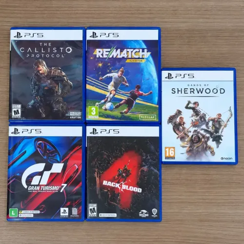 Lote 5 Jogos PS5 - Gran Turismo 7, The Callisto Protocol, Rematch