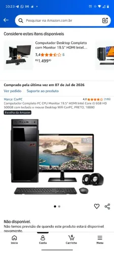 Computador Completo PC CPU Monitor 19.5" HDMI Intel Core i3 6GB