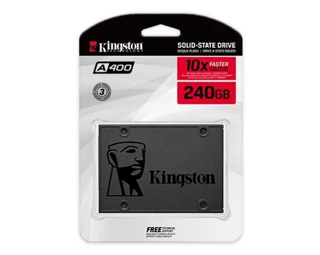 SSD Kingston A400, 240GB, SATA III, 2.5", Leitura: 500MB/s, Gravação: 350MB/s, Preto - SA4
