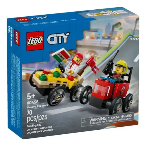 Lego Carros De Corrida Pizza Vs Caminhão Dos Bombeiros 60458
