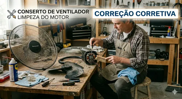 Conserto de ventilador e limpeza do motor, correção preventiva 