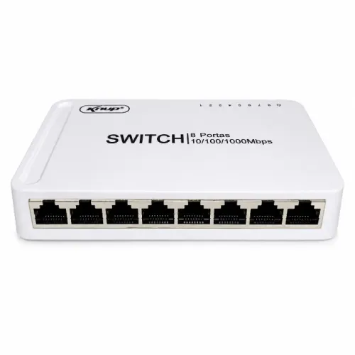 Switch De Rede 8 Portas Gigabit 10/100/1000 Mbps Knup KP-SW106 Hub RJ45 Bivolt
