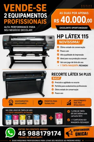 Impressora Hp látex 115 + recorte