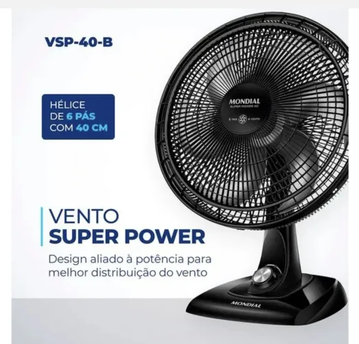 Ventilador de Mesa 40cm Preto turbo- Flow Turbo - Wap