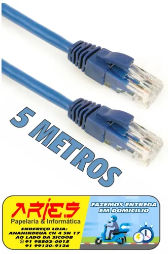 CABO DE REDE CAT5E 5 METROS PLUSCABLE PC-ETHU50BL