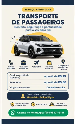 Motorista Particular em São Luís - Aeroporto, Viagens e Compromissos