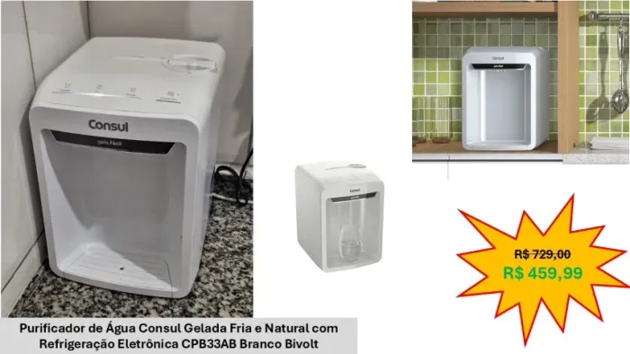 Purificador de Água Consul Gelada Fria e Natural com Refrigeração Eletrônica CPB33AB Branc