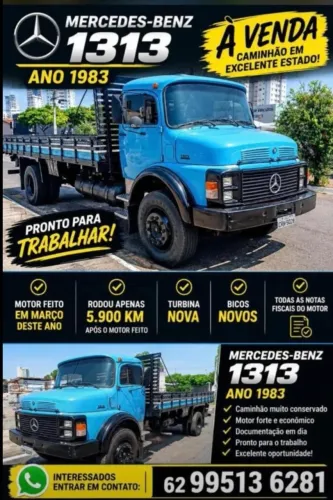 Mercedes-Benz 1313 1983 | Motor Feito | Turbina Nova | Pronto para Trabalhar