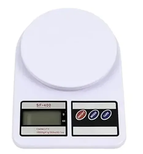 Balança de Cozinha Digital SF-400 Capacidade 10kg Visor LCD Precisão 1g Função Tara Deslig