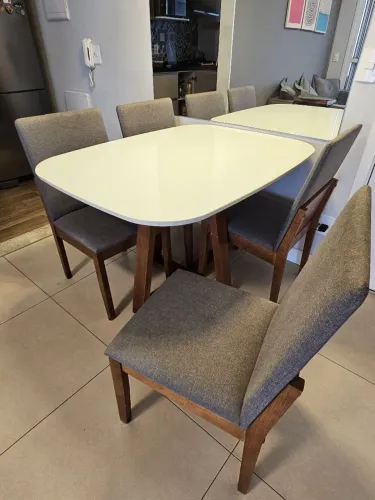 Mesa 120x80 MDF tampo em laca com 4 cadeiras