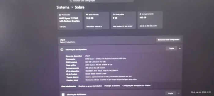 PC Gamer Impecável (Ryzen 7 + RX 580 8GB + 32GB RAM) - Setup Completo