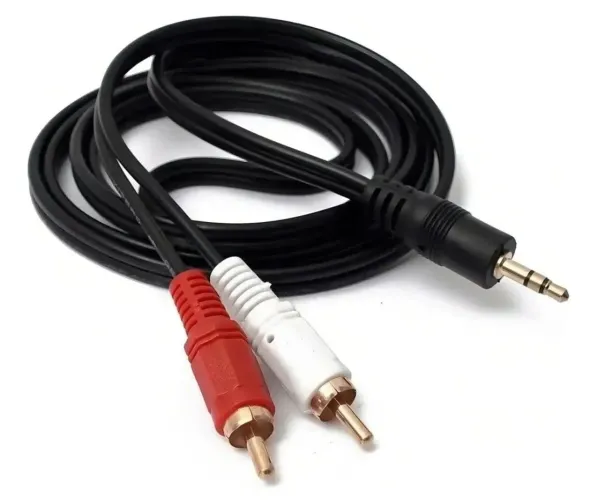 1 Cabo P2 RCA 1.5m MBtech Áudio Preto Conector Latão Niquelado