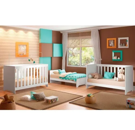 Berço( semi-novo)Com Colchão Ditália Multifuncional 3x1 BBI-51<br><br>Branco