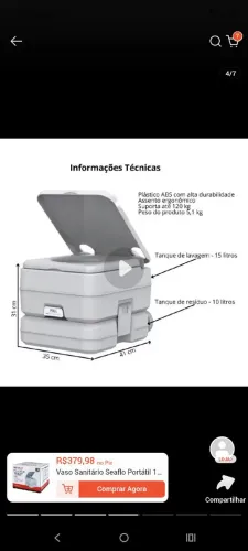Vende-de banheiro para motorhome/camping (porta pote)