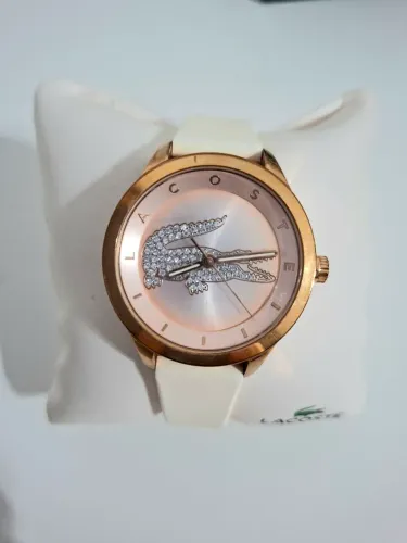 RELÓGIO LACOSTE ORIGINAL ROSÉ COM PULSEIRA BRANCA - EXCELENTE PRESENTE DE NATAL!