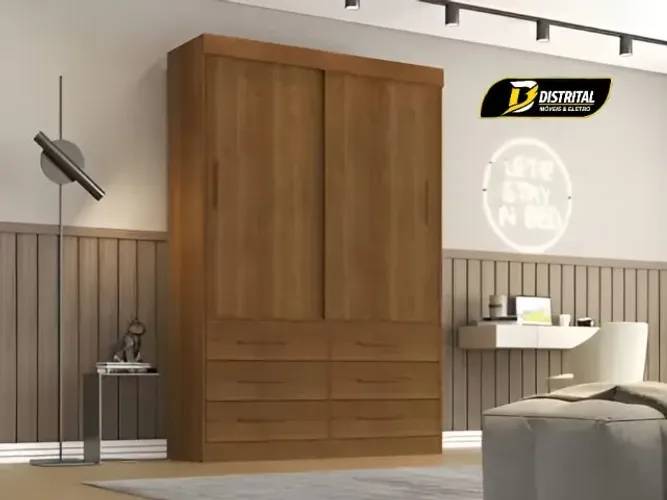 Guarda Roupa Casal 2 Portas 6 Gavetas Star Novo