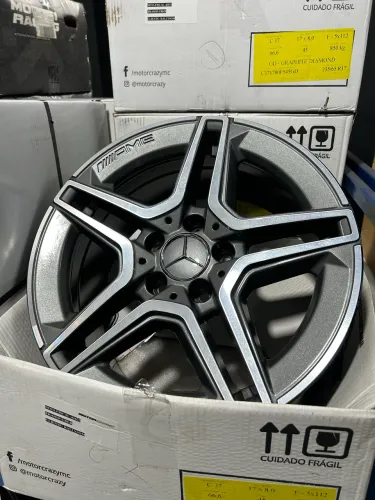 Jogo De Roda Mercedes C-300 Grafite Brilhante Diamantado 5x112 - 17x8 Offset 45 