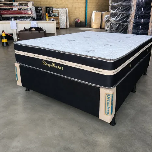 Cama casal molas ensacadas - Preto