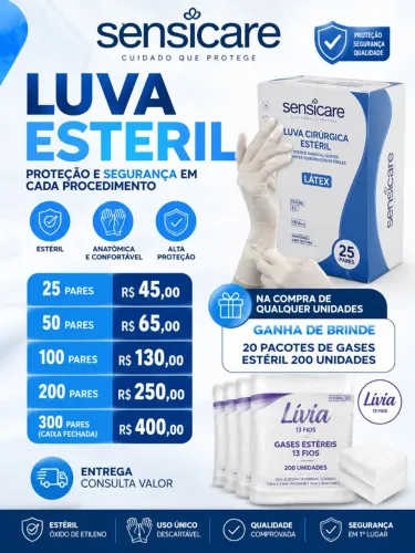 PROMOÇÃO LUVA ESTÉRIL 7,5 