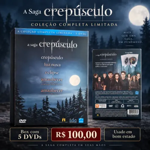 Box DVD Saga Crepúsculo Coleção Completa Limitada 5 Filmes por R$ 100