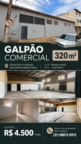 Aluga-se Galpão de 320m², excelente localização em Ipatinga/Bethânia
