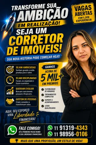 Estamos em busca de Corretoras de Imóveis com ou sem experiência!