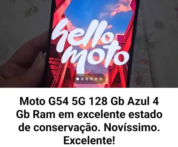 MOTO G54 5G 128 Gb AZUL METALICO 4 Gb RAM. Em excelente estado de conservação!! Novíssimo!