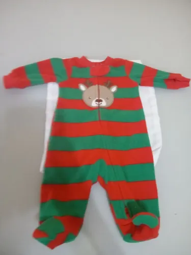 Roupa Infantil macaquinho listrado verde e vermelho inverno novo