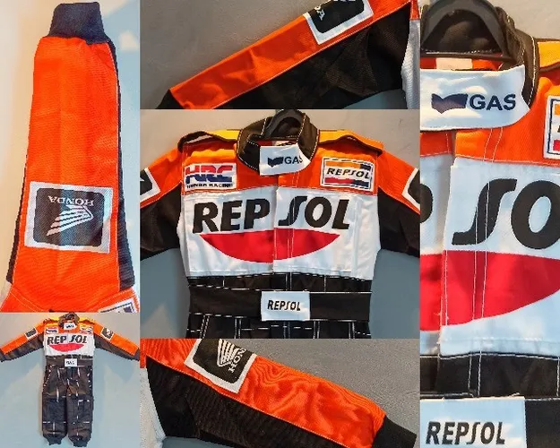 Repsol - MarcMarquez - Macacão Infantil Corrida Unissex Repsol para Fantasia - Festas - Ev