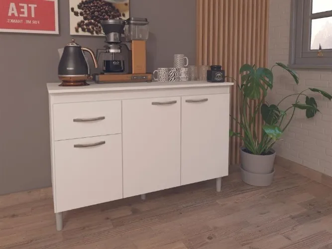 Balcão Brasil com tampo Branco Frete Grátis - Até 12x