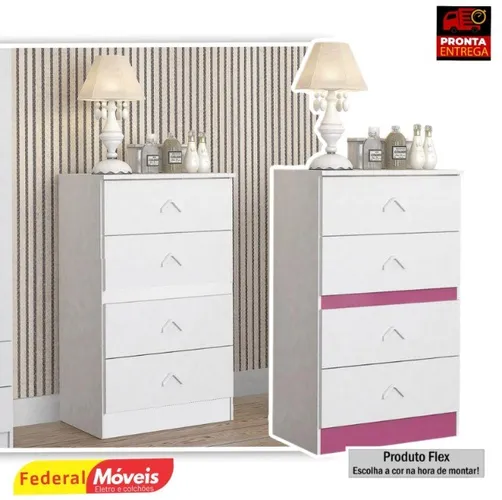 Cômoda Infantil Cairo 4 Gavetas - Mega Promoção - Novo