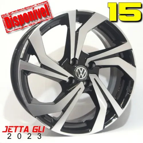 Roda aro 15 Volkswagen Jetta Gli preta com diamantado jogo novo