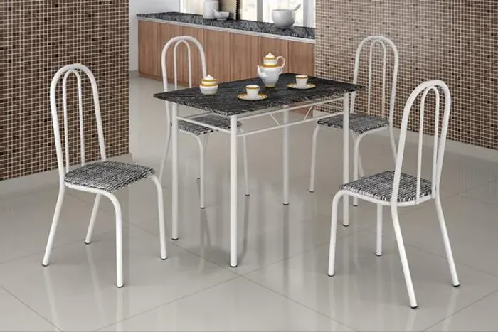 Mesa Realeza 100x60 c/ 4 Cadeiras Branco Até 12x - Receba Hoje 