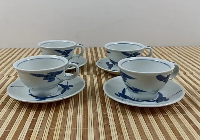 Jogo De Xícaras De Chá C/ Pires Japonesa 8 Peças