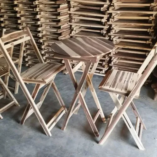 Conjunto Bistrô Dobrável Redondo crú