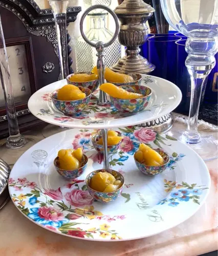 Prato de porcelana de doces Dois platôs 