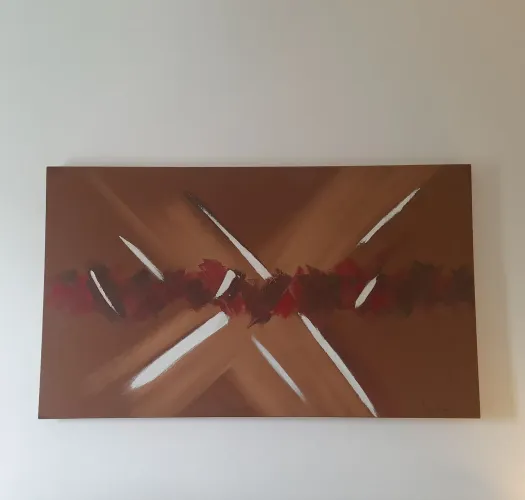 TELA ABSTRATA BORDA INFINITA PINTADA A MÃO. R$ 125,00