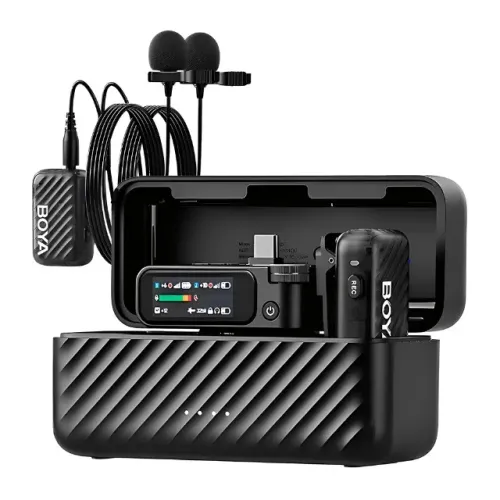 Microfone sem fio Boya Boyamic 2-01 Usb C/3.5mm Preto