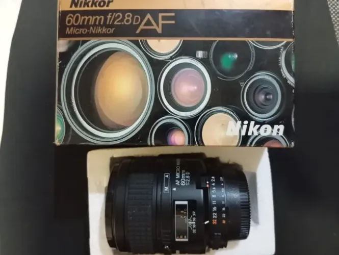 bjetiva Nikon 60mm 2.8 D AF na caixa foi aberta mas Nunca Usado