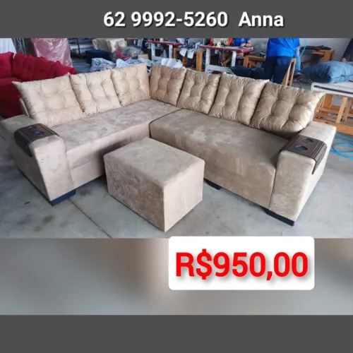 Sofá de Canto com Puff** - Conforto e Estilo para sua Sala