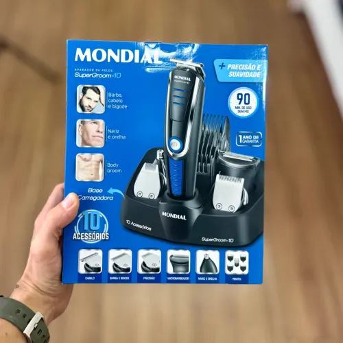 Máquina de Cortar Cabelo e Barba Profissional Mondial Super Groom BG?03 - 10?em?1