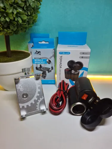 Carregador USB + suporte de moto