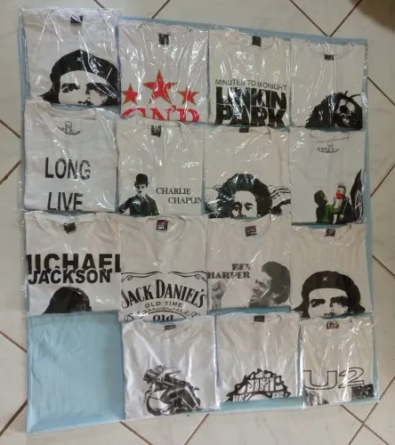  Camisetas de bandas e ícones -15 peças . Coleção exclusiva