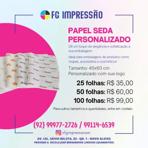 Papel Seda Personalizado para Embrulhos